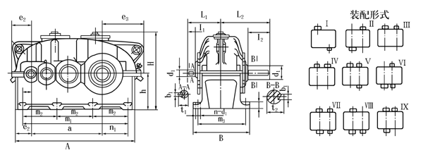 ZSY、ZSZ圆柱齿轮减速机的外形、装配型式及其安装尺寸(JB/T8853-2001)