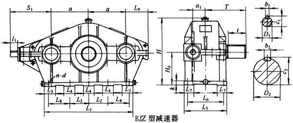BJZ125……型三环减速机外形及安装尺寸