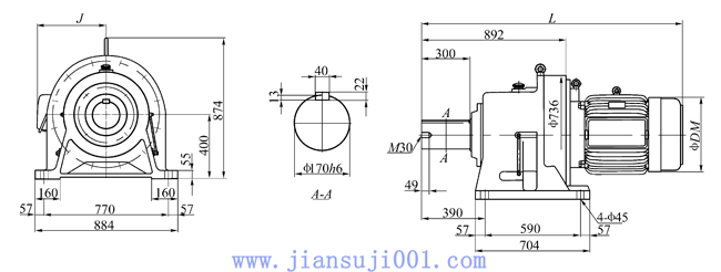 THM-826擺線針輪減速機(jī)外形及安裝尺寸