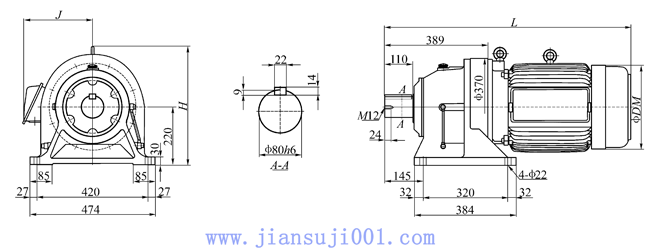 THM-818摆线针轮减速机外形及安装尺寸