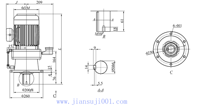TVM-813摆线针轮减速机外形及安装尺寸