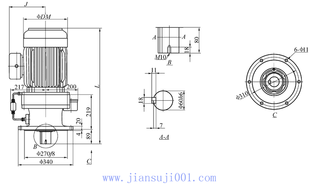 TVM-816摆线针轮减速机外形及安装尺寸