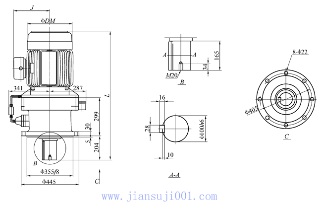 TVM-820摆线针轮减速机外形及安装尺寸