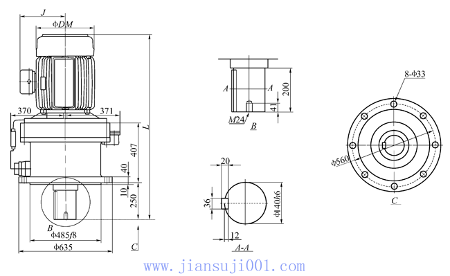 TVM-824摆线针轮减速机外形及安装尺寸