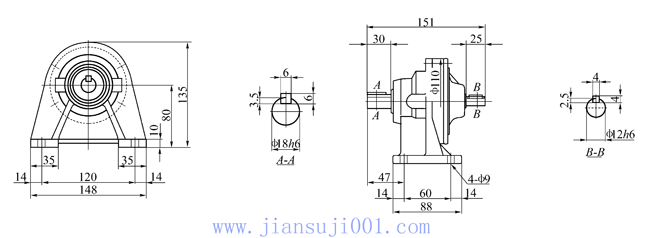 TH-807摆线针轮减速外形及安装尺寸