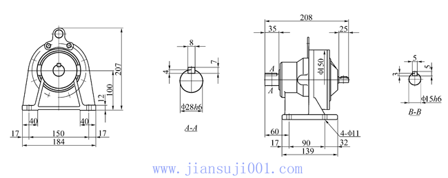 TH-810摆线针轮减速外形及安装尺寸