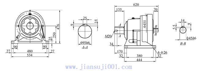 TH-819摆线针轮减速外形及安装尺寸