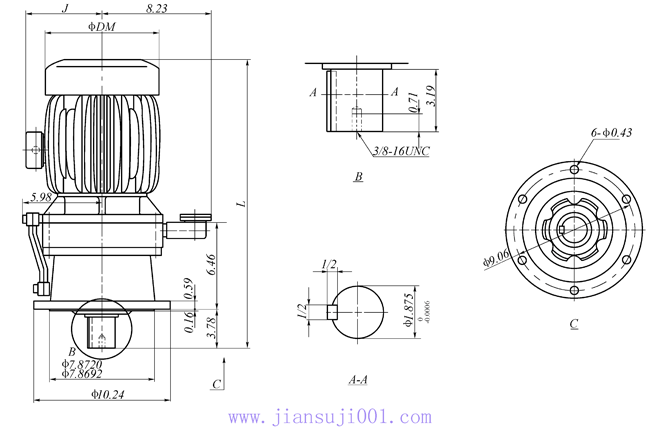 传仕600系列摆线针轮减速机单段立式外形尺寸(TDVM613、TDVM614、TDVM615、TDVM616、TDVM617、TDVM618）