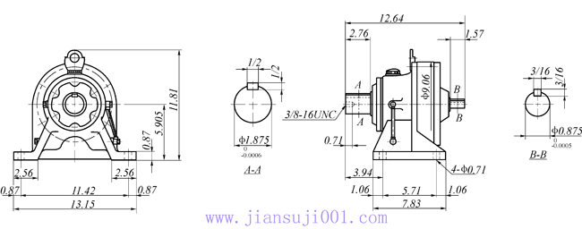 传仕600系列摆线针轮减速机单段双轴型减速机马达外形尺寸(THH613、THH614、THH615、THH616、THH617)
