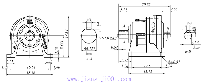 传仕600系列摆线针轮减速机单段双轴型减速机马达外形尺寸(THH618、THH619、THH620、THH621、THH622)