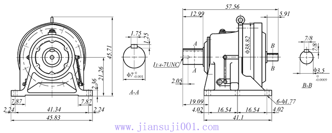传仕600系列摆线针轮减速机单段双轴型减速机马达外形尺寸(THH623、THH624、THH625、THH626、THH627)