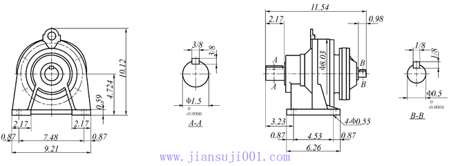 传仕600系列摆线针轮减速机双段双轴型减速机马达外形尺寸(TH607/07……)