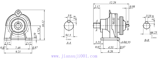 传仕600系列摆线针轮减速机双段双轴型减速机马达外形尺寸(TH607/07……)