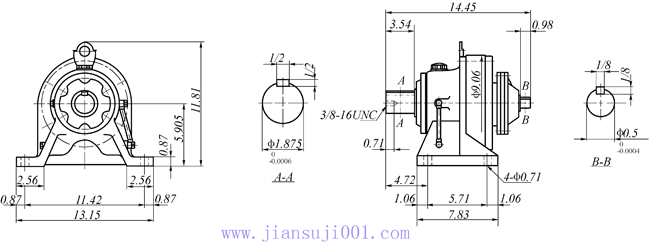 传仕600系列摆线针轮减速机双段双轴型减速机马达外形尺寸(THH613/08……)