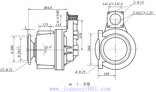 6立方米混凝土搅拌输送车减速器（NGC-13型）技术参数及选用说明（GB1144-87）
