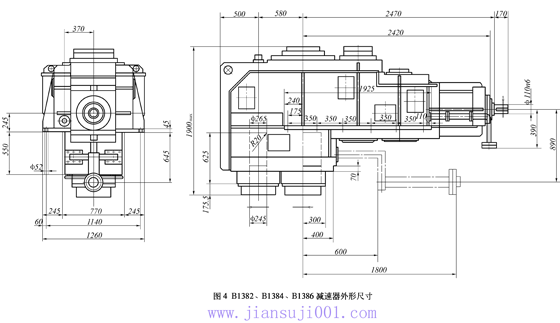 60万吨级全连续棒材轧机B1382、B1384、B1386减速机外形及安装尺寸