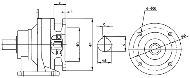 800系列摆线针轮减速机TX-8(IEC/NEMA输入中空轴接合器)尺寸