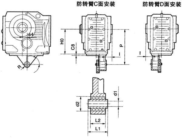 MJAT37……系列弧齿锥齿轮硬齿面减速电机安装结构尺寸图表