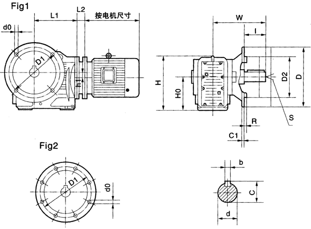 MJF37……系列弧齿锥齿轮硬齿面减速电机安装结构尺寸图表