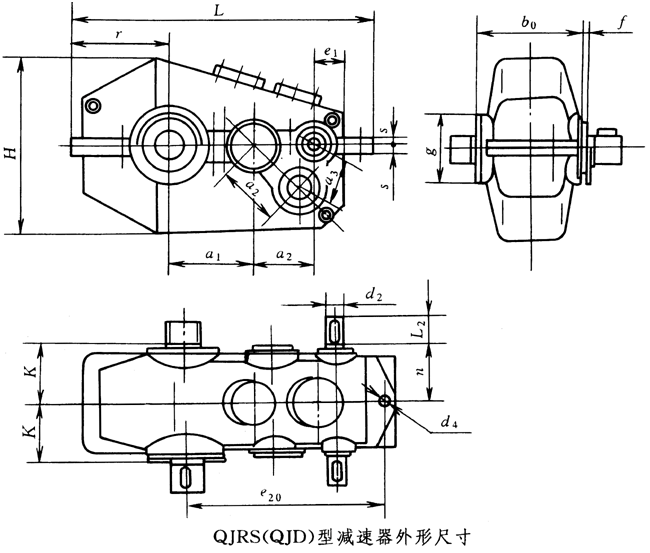 QJRS(QJD)减速器的外形尺寸