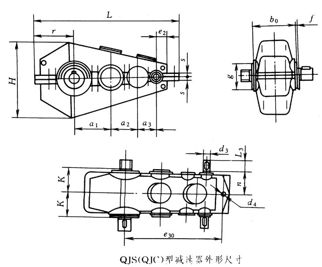 QJS(QJC)减速器的外形尺寸