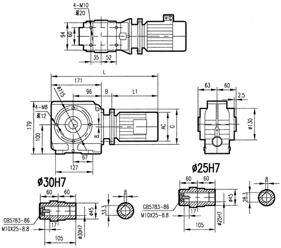 GSA47系列减速电机安装结构尺寸