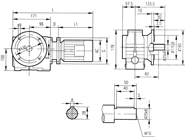 GSF47系列减速电机安装结构尺寸