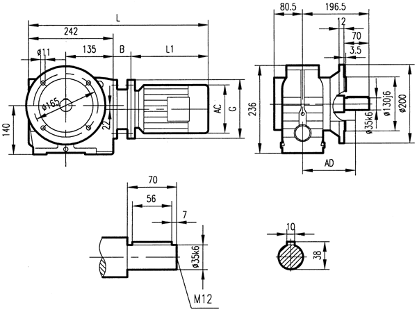 GSF67系列减速电机安装结构尺寸
