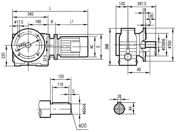GSF87系列减速电机安装结构尺寸