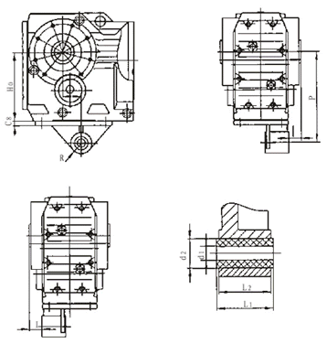 XKAD37……系列螺旋伞齿轮减速机安装尺寸