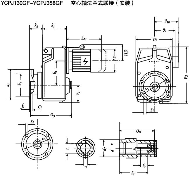 YCPJ130GF-YCPJ358GF  ᷨʽӰװγߴ