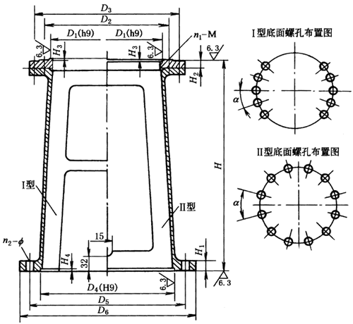 WJ、LWJ型无支点机架外形及安装尺寸