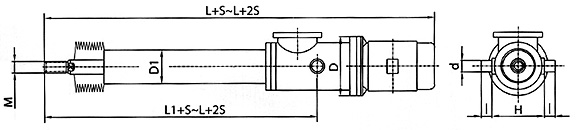 DYTZ型整体直式电液推杆外形尺寸及安装尺寸