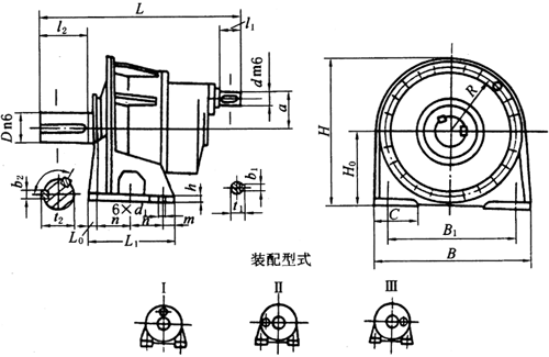NAZD型星齿轮减速机外形及安装尺寸
