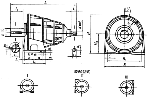 NCD型行星齿轮减速机外形及安装尺寸