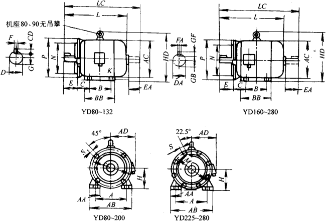 YDϵб伫첽綯γߴ磨H80280mm