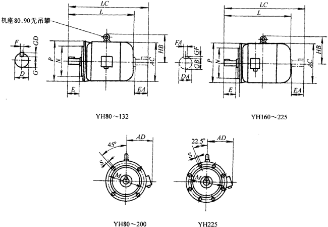 YHϵиת첽綯γߴ磨H80280mm